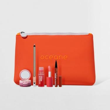 Imagem de Kit Lápis Para Olhos Dourado + Trio de Sombras Rose Sparkle + Lip Oil Rosa + Caneta Batom Nude + Nécessaire Neoprene Laranja 4you (5 Produtos)