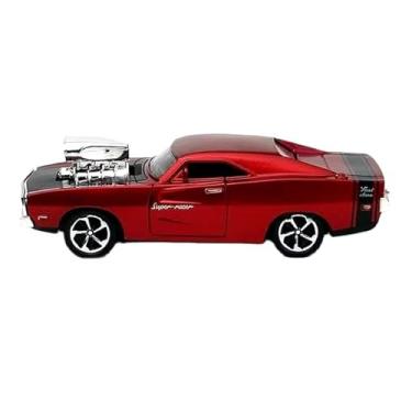 Imagem de Power Toys TECH - Miniatura Carrinho de ferro Dodge super charger esportivo abre as portas Vintage antigo : Carrinho de Ferro com Portas que Abrem e Pneus de Borracha 1:32 (Vermelho)