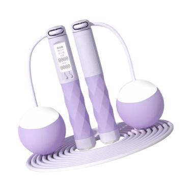 Imagem de Generic Corda de pular ponderada com contador, corda de pular profissional ajustável, corda de pular digital sem fio para academia e casa, roxo