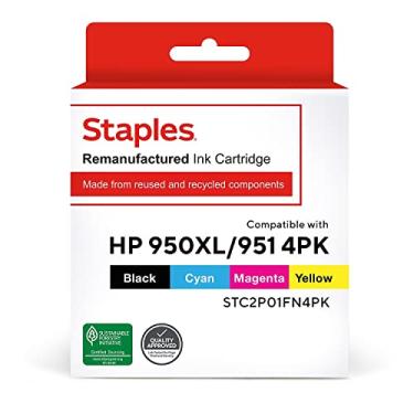 Imagem de STAPLES Cartucho de tinta remanufaturado de substituição para HP 950XL/HP 951 (preto, ciano, magenta, amarelo, preto HiYld)