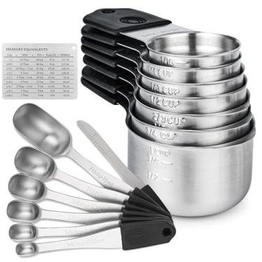 Imagem de Smithcraft 14 Copos e Colheres de Medição Magnética, Aço Inoxidável, Prata, Conjunto de Medida para Cozinhar e Assar