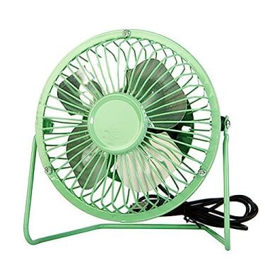 Imagem de Sokelinn-six Ventilador de mesa USB pequeno de 10 cm, mini ventilador de refrigeração pessoal silencioso de metal para casa, escritório, carro, viagem (verde)