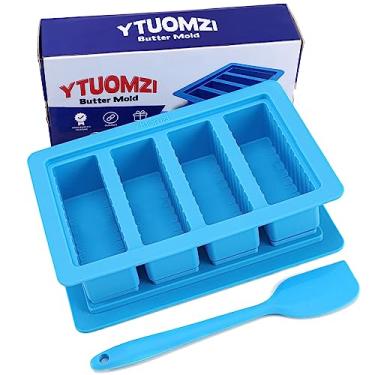 Imagem de Molde de manteiga de silicone com tampa e espátula, modelador de manteiga antiaderente para fazer 4 formas de bastão manteiga de ervas, manteiga caseira, palito de manteiga de alho, fácil liberação