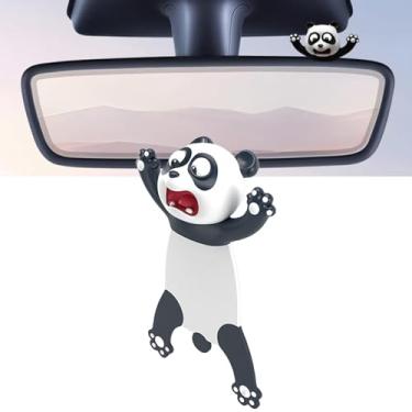 Imagem de Lindo enfeite de pingente de espelho retrovisor e tela de carro compatível com Tesla Model 3 Y X S Cybertruck Navigator Screen Decal Decorações Interiores Adesivos Acessórios de acabamento (Panda)