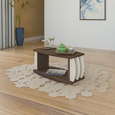 Imagem de Mesa de Centro com detalhes laterais 100% MDF CARIBE cor Amendoa/Off White - Artely