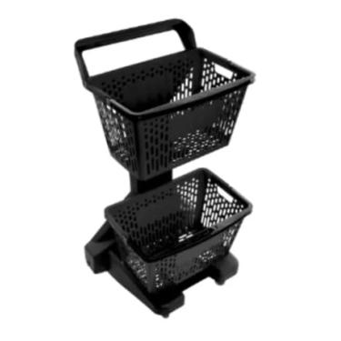 Imagem de Dellaplast HandyBasket D-100 Double - Polipropileno Reforçado, Cestas de Supermercado Mercado, Cestas de Compras (Preto)