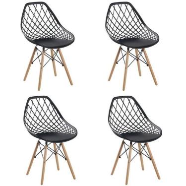 Imagem de Kit com 4 Cadeiras Cloe Base Madeira Preto