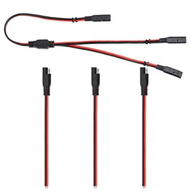 Imagem de Conector de cabo de alimentação SAE Y Splitter 1 a 2 peças e 3 peças SAE plugue de desconexão rápida de 2 pinos para expansão de bateria automotiva painel solar carregador e mantenedor (3 peças 3 pés