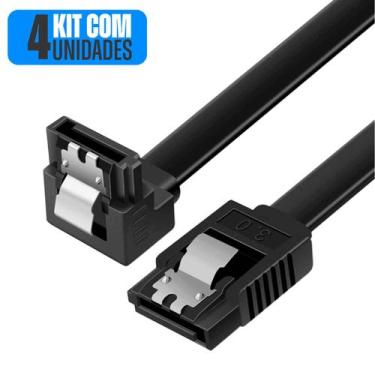 Imagem de Kit 4 Cabo de Dados Sata 3 6gb/s Com Trava 40cm Conector 90 HD SSD Pre