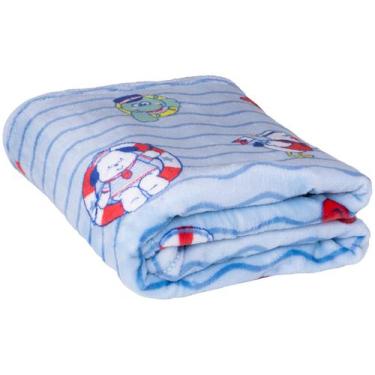 Imagem de Cobertor Infantil para Berço Jolitex de Microfibra Flannel Kyor Marinh