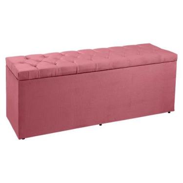Imagem de Calçadeira Recamier Baú Casal 1,40m Madrid Suede - Pallazio, Rosa