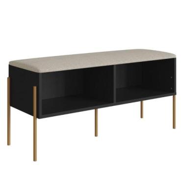 Imagem de Sapateira Banco Estofado Oslo Artesano 93 cm (largura) em MDP Nero Tec