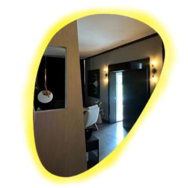 Imagem de Espelho Orgânico Grande 95cm Escritório Sala Lapidado C/ Led - V.A Dec
