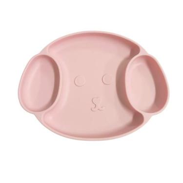 Imagem de Prato Silicone Ursinho Interativo Educativo Infantil Bebê com Divisóri