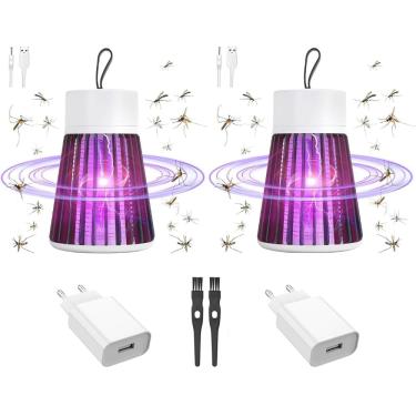 Imagem de Kit com 2 Luminárias Abajur Mata Mosquito Repelente Elétrico, Armadilha Luz Ultravioleta Choque, Lâmpada Inseticida LED UV USB
