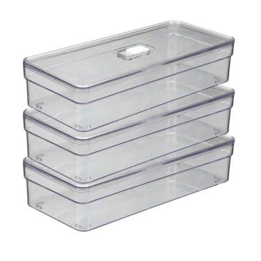Imagem de Organizadores Retangular C/ Cesta Transparente Acrilico - 3 UN - PLAST