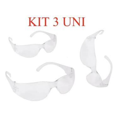 Imagem de KIT 3 Óculos De Proteção Segurança Epi Incolor Proteção - PRO SAFETY