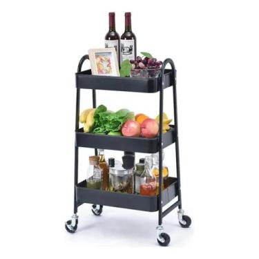 Imagem de Prateleira Carrinho Organizador De Metal Multiuso 3 Andares - 46*30*77