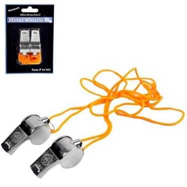 Imagem de Kit 2 apitos de metal com cordão juiz futebol guia excursões - DATERRA
