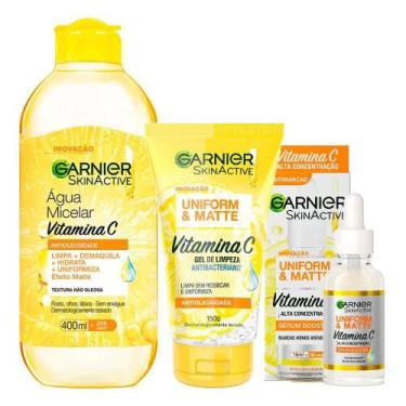 Imagem de Garnier SkinActive Kit - Água Micelar + Gel de Limpeza Facial + Sérum 
