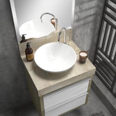 Imagem de Lavatório em Porcelanato para Banheiro 50cm Top para Cuba de Apoio Blu
