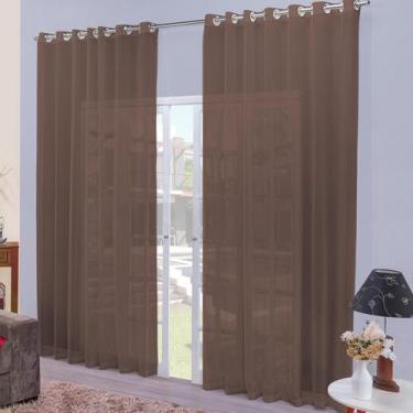 Imagem de Cortina De Voal Quarto Sala 3,00m X 2,80m Com Ilhós Cromado - Rose Jor