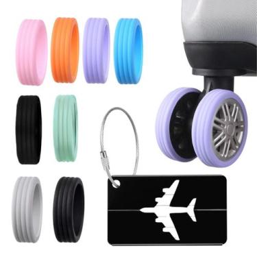 Imagem de Tag Identificador Bagagem C/ Protetor Rodinha Para Mala Kit Completo V