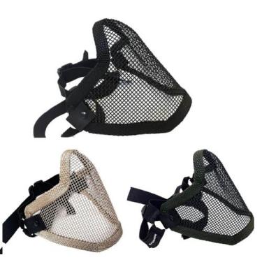 Imagem de Mascara Meia Face Metal Proteção Militar Paintball Esporte Ajustavel M