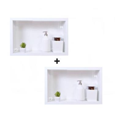 Imagem de Kit 2 Nicho Para Banheiro Em Porcelanato 40x30x10cm - PHZ, Branco
