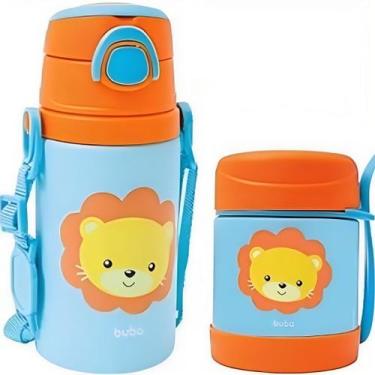 Imagem de Kit Refeição Infantil Garrafinha e Pote Térmico Leãozinho - Buba, 320m