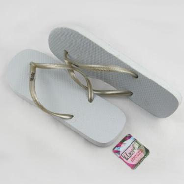 Imagem de 10 pares de chinelos de borrachas tipo Havaiana - Apaju, Branco, Tira 