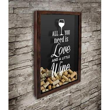 Imagem de Quadro Porta Rolhas All you need is Love 1 - Quadro Novo, Marrom, 37x5