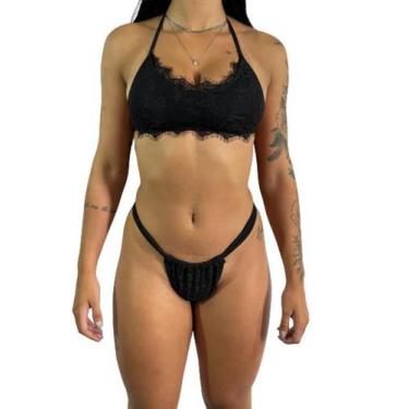 Imagem de Biquíni Cortina Levanta Bumbum Top Com Renda Ótimo Acabamento R07 - Fa