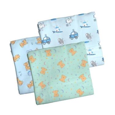 Imagem de Cueiro para bebê kit 3 peças cores sortidas menino - Era Uma Vez