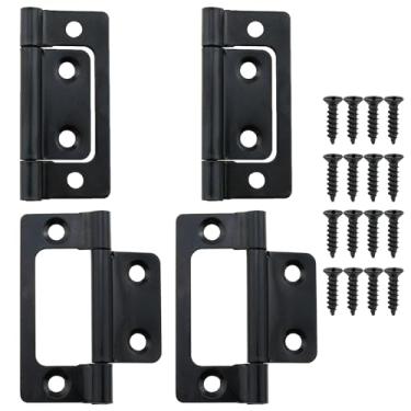 Imagem de Heyous 4 peças de dobradiça de rolamento de carga sem encaixe e dobradiça de encaixe de espiga dobradiça preta bifold para armário de quadro de artesanato caixa e cômoda