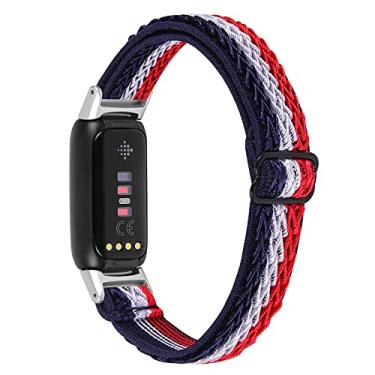 Imagem de Pulseiras de relógio Fitbit Luxe/Luxe SE para mulheres e homens, pulseira elástica respirável de nylon, pulseiras de substituição para Fitbit Luxe Edição Especial Fitness Tracker (vermelho)