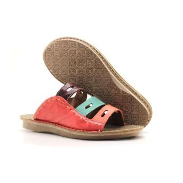 Imagem de Sandália Rasteirinha Feminina Em Couro Rasteira Confortável Colorida -