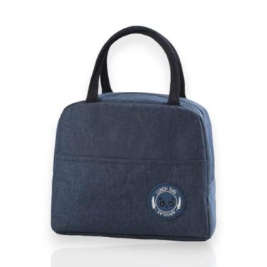 Imagem de Bolsa Térmica Lancheira Marmiteira Reutilizável Trabalho Masculina Feminina Academia Prova de Vazamentos (Azul)