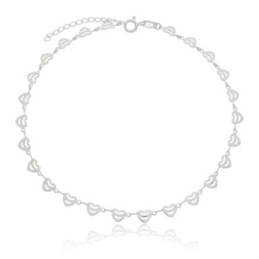 Imagem de Tornozeleira de Coração Feminina Prata Delicada Minimalista - Enzara J