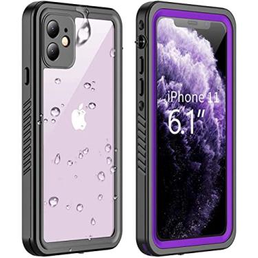 Imagem de VAPESOON Capa à prova d'água compatível com iPhone 11, protetor de tela integrado, resistente, selada, à prova de choque, à prova de poeira, capa à prova d'água para iPhone 11 de 6,1 polegadas (roxo