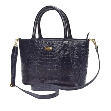 Imagem de Bolsa Feminina Transversal Tiracolo Pequena Tote Couro Legítimo Madamix MDXB358 (Azul)