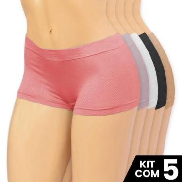 Imagem de Kit 5 Calcinhas Cuecas Feminina Box Sem Costura Confortável Com Cós 3c