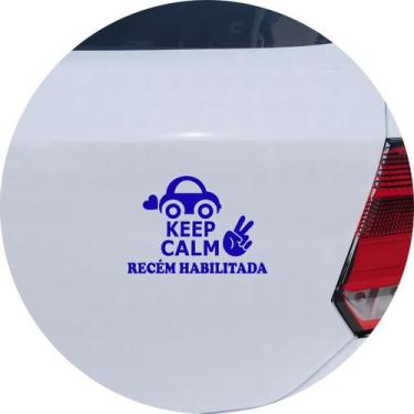 Imagem de Adesivo de Carro Keep Calm Recém Habilitada - Cor Azul - Melhor Adesiv
