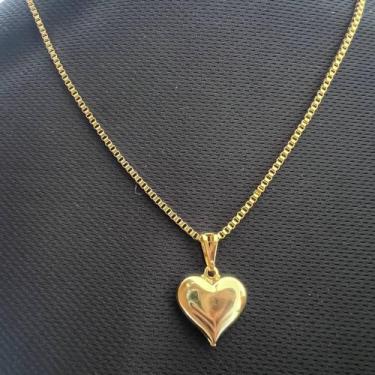 Imagem de Colar Coração Aço Inox Masculino Dourado