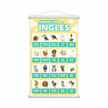 Imagem de Animais em Inglês Banner Escolar Pedagógico Grande - PlimShop