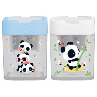 Imagem de Kit 02 Apontadores Escolar Decorado Panda c/ Depósito 2 Furos Tilibra