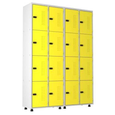 Imagem de Armário Roupeiro Aço 16 Portas Academia Guarda Volume Trinco Amarelo -