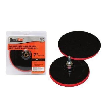 Imagem de SUPORTE P/DISCO DE LIXA C/tiras autocolantes E ADAPTOR 7POL 180MM/M14 