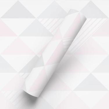 Imagem de Papel de Parede Adesivo Estilo Geométrico Rosa E Cinza - BAZAR DOS QUA