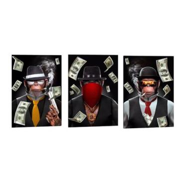 Imagem de QUADROS Decorativos 3 Un Macacos Milionários Grandes-D  - POP
